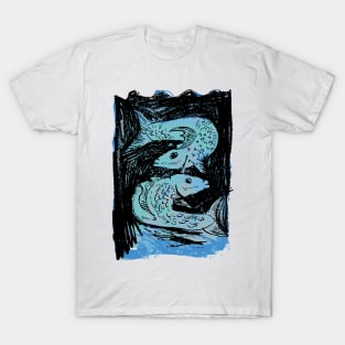 Pisces astrological illustration with fish T-Shirt